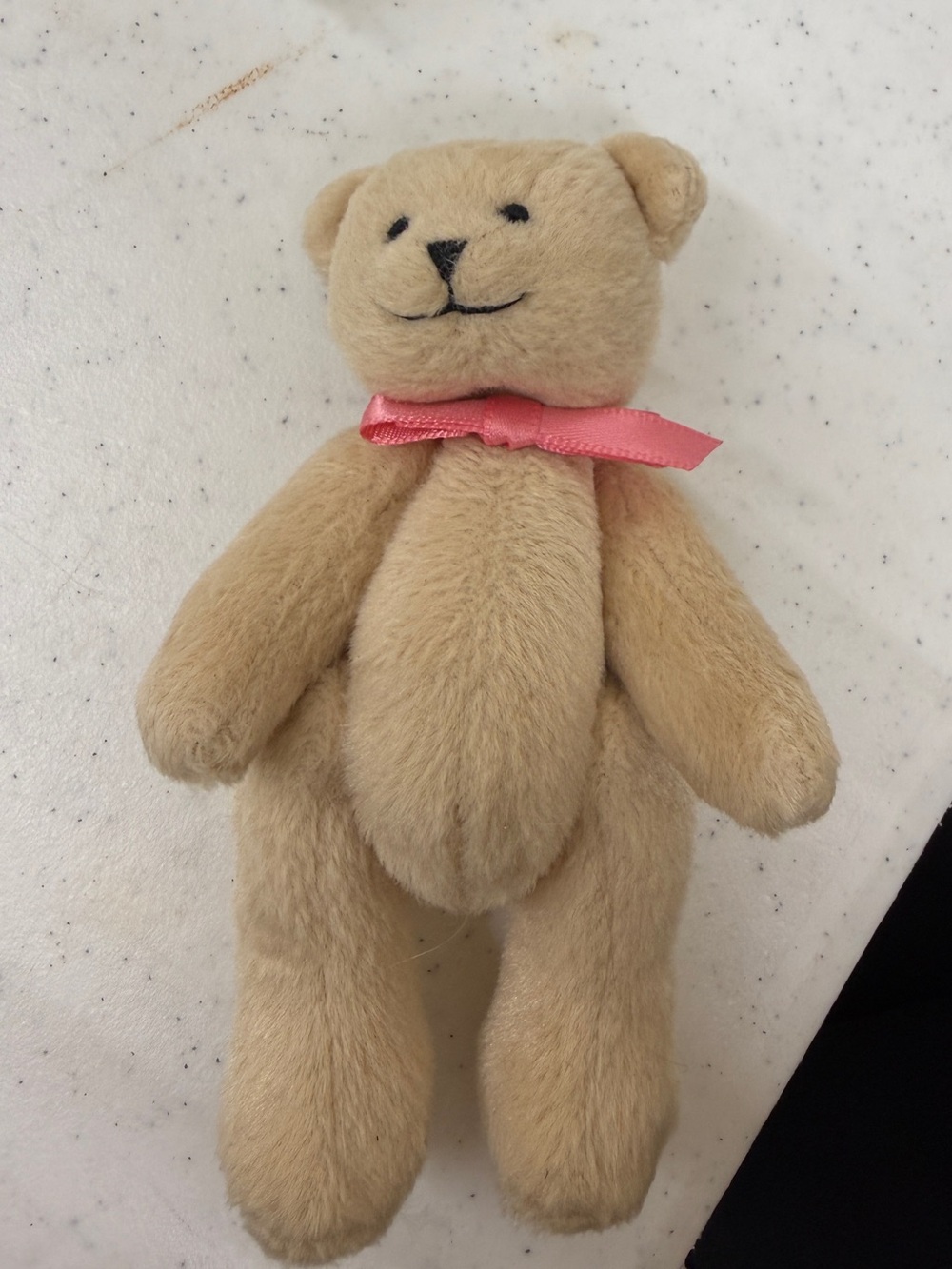 American Girl Plush Bitty Bear with Pink Ribbon, code #9851 retired, jointed.